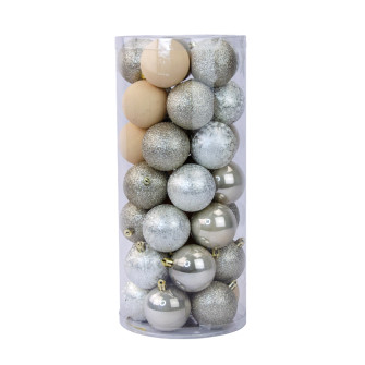 A set of Christmas tree plastic balls 6 cm Beige