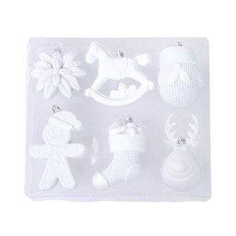 A set of Christmas decorations 6 pcs White New Year's attributes
