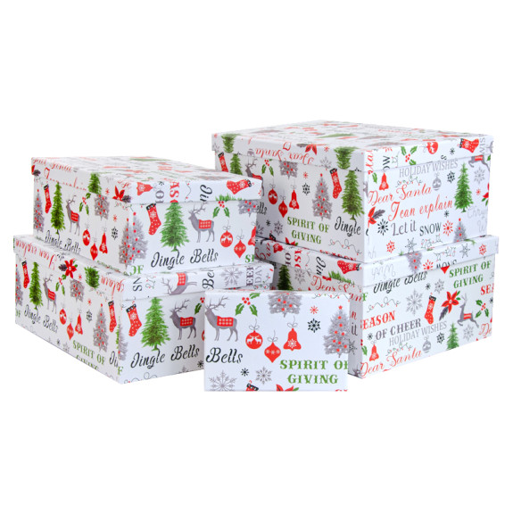 Set of 5 rectangular boxes "Jingle Bells"