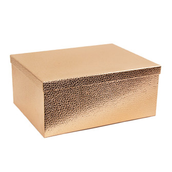 Set of 5 rectangular boxes Rose Gold leatherette