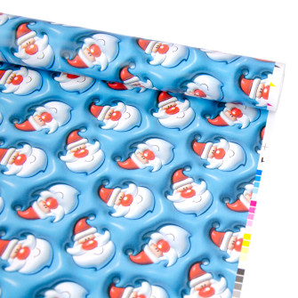 Christmas coated paper 70cm x 7m "Santa with a red nose on blue"