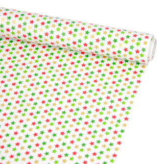 Christmas coated paper 70cm x 7m "Stars on white"