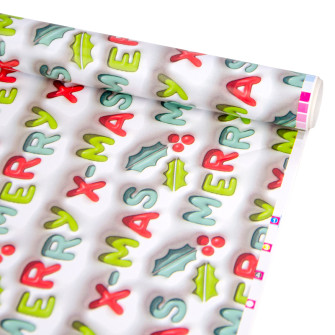 Christmas coated paper 70cm x 7m "Merry X-Mas colored"