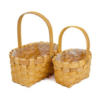 Set of 2 rectangular natural baskets