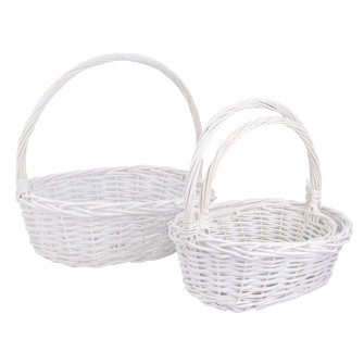 Set of 3 white oval baskets