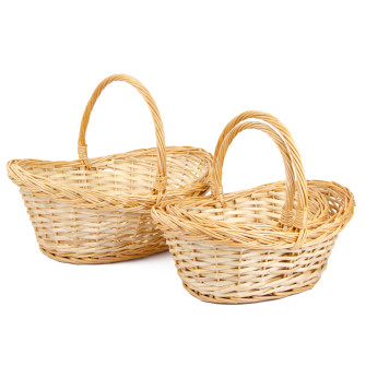 Set of 3 oval natural baskets