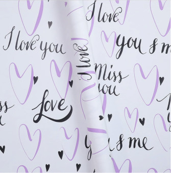 Matte film in sheets "Love and miss you" Lilac