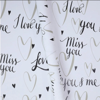 Matte film in sheets "Love and miss you" Silver