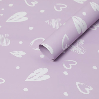 Matte film in sheets "Painted hearts" Lilac