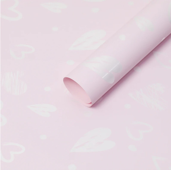 Пленка матовая в листах "Рисованные сердца" Light Pink