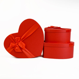 Set of boxes "Heart" of 3 pcs Red with bow