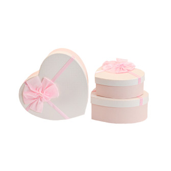 Set of gift boxes of 3 pieces "White Heart" with rye bow