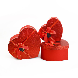 Set of gift boxes of 3 pieces "Chervone Heart" with glitter