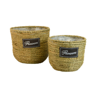 Set of tall natural baskets, 2 pcs.