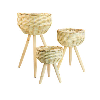Set of round natural baskets, 3 pcs.
