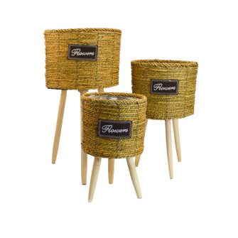 Set of tall natural baskets, 3 pcs.