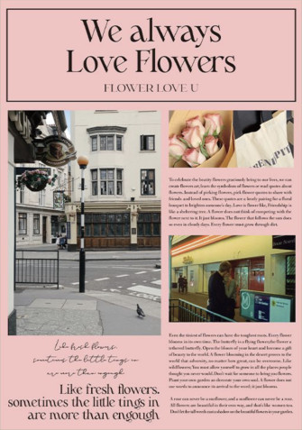 Matte film Newspaper "Love Flower" 165 Light Pink