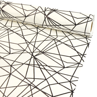Kraft paper 70cm x 7m "Black geometry on white"