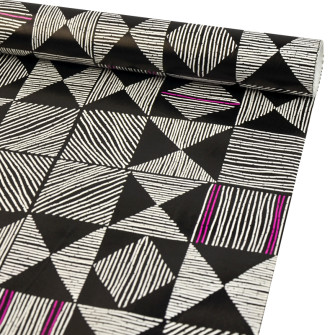 Coated paper 70cm x 7m "White geometry on black"