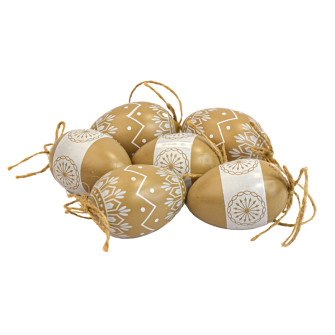 Easter eggs with pattern 6pcs beige