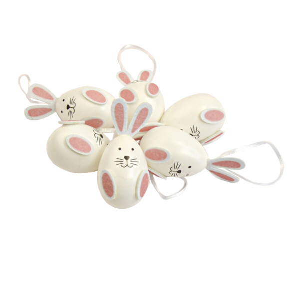 Easter eggs "Rabbits" 6pcs white