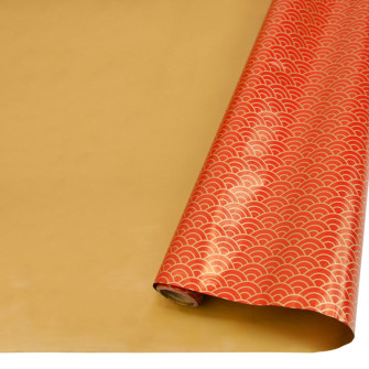 Coated paper 70cm x 7m "Golden ornament on red"