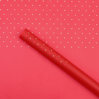 Matte film in sheets "Golden Hearts" Red