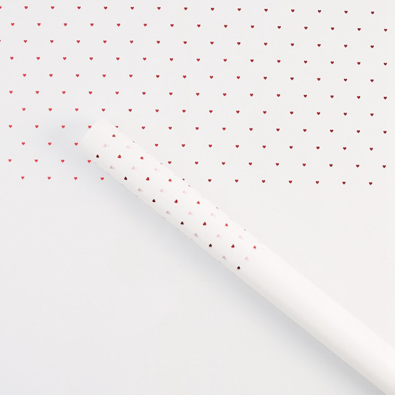 Matte film in sheets "Golden Hearts" White-Red