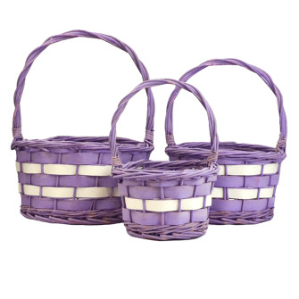 Set of 3 painted lavender baskets