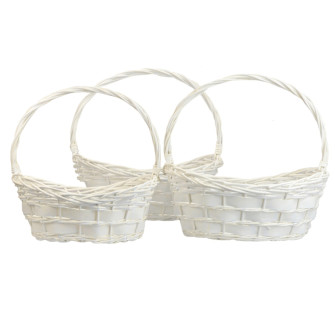 Set of 3 oval white baskets