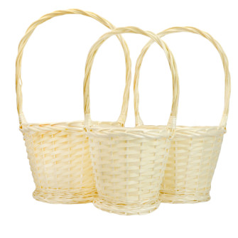 Set of 3 natural round baskets