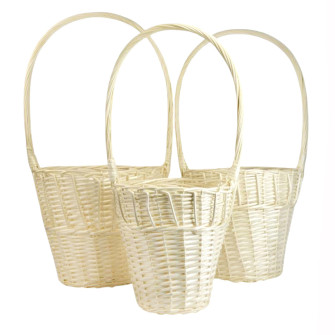 Set of 3 natural round baskets