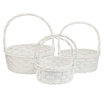 Set of 4 round white baskets