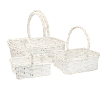 Set of 4 rectangular white baskets