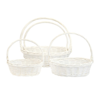 Set of 4 oval white baskets