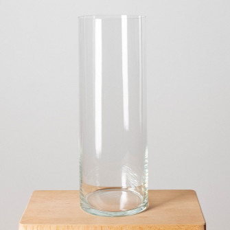 Glass transparent vase for flowers cylinder 12 x 30 cm