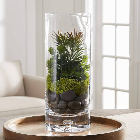 Glass transparent vase for flowers cylinder "Special" 15 x 25 cm