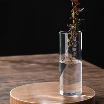 Glass transparent vase for flowers cylinder 10 x 25 cm