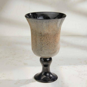 Glass vase-goblet on a stem "Vintage" Gray 18 x 33 cm
