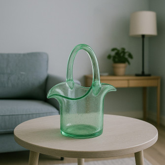 Glass vase-bag for flowers 19.5 x 14.5 x 24 cm