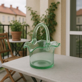 Glass vase-bag for flowers 25 x 19.5 x 24 cm