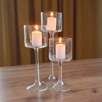 Glass candle holder 8 x 30 cm
