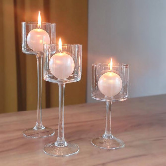 Glass candle holder 8 x 25 cm