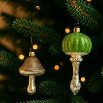 A set of Christmas tree ornaments 9 pcs. Mushrooms