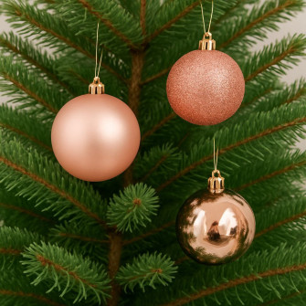 A set of Christmas tree plastic balls 8cm Rose Gold