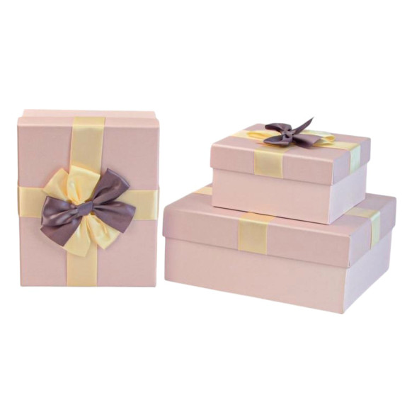 Set of 3 gift boxes Purple with bow