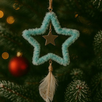 Plush decorative Christmas tree toy, blue star