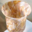 Glass vase-goblet on a leg "Vintage" Beige 18 x 33 cm