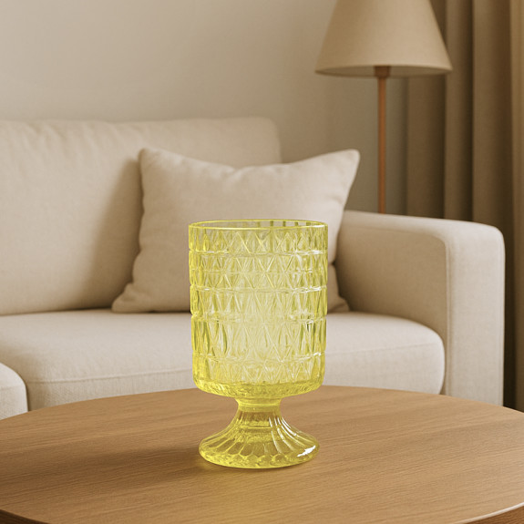 Texture Gold glass vase on a stem 11 x 18 cm