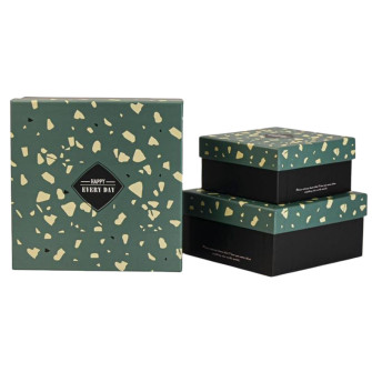 Set of gift boxes of 3 pieces Green-black abstraction